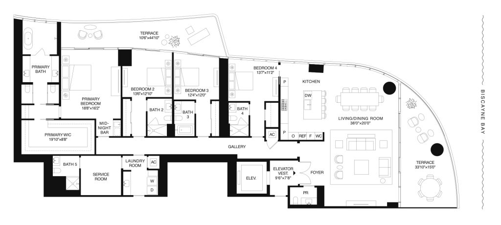 St. Regis Residences Brickell Miami Floor Plan Residence A 21-30, 33-41