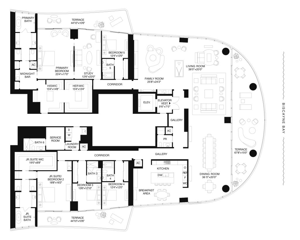 St. Regis Residences Brickell Miami Floor Plan Residence AB 21-30, 33-41