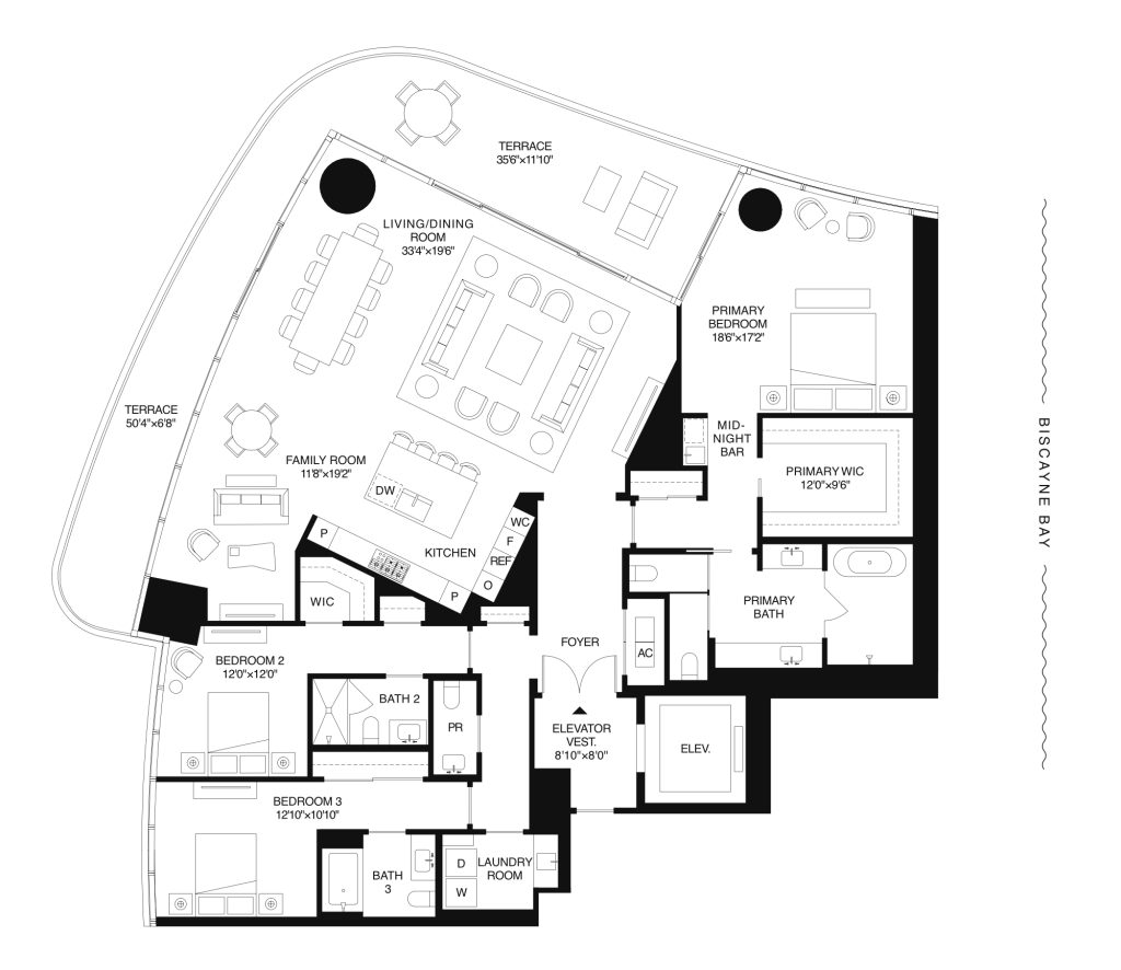 St. Regis Residences Brickell Miami Floor Plan Residence C 7-18, 21-30, 33-41