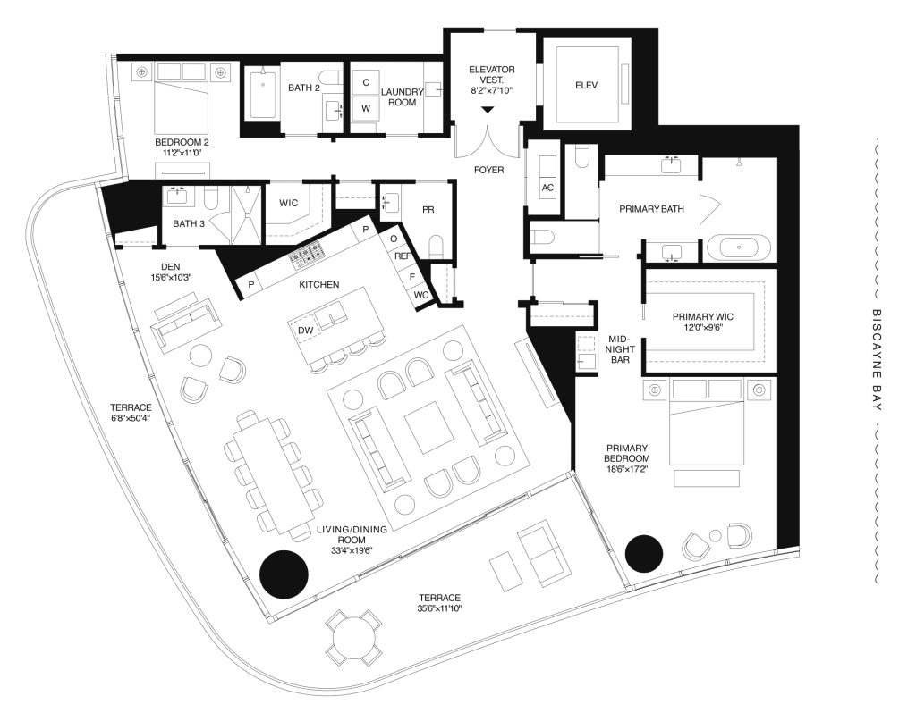 St. Regis Residences Brickell Miami Floor Plan Residence D 7-18, 21-30, 33-41